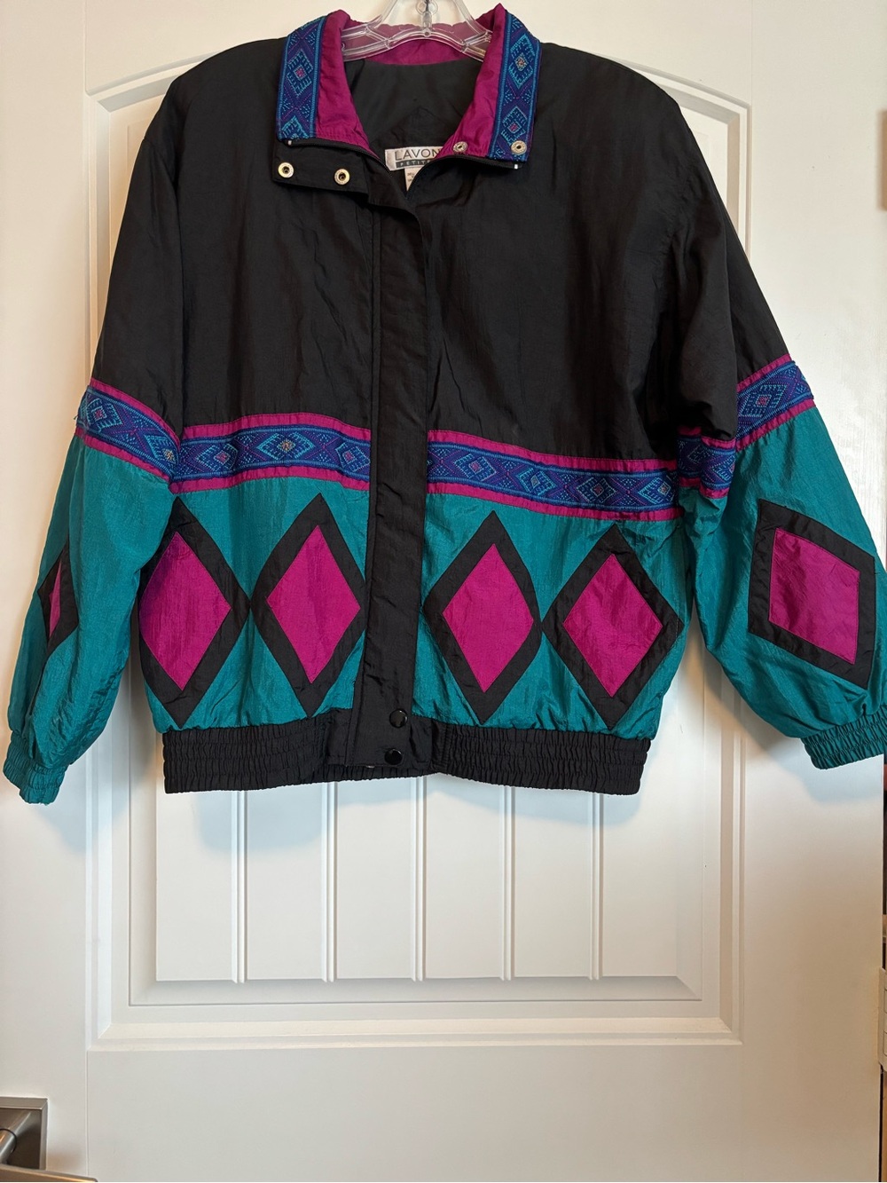 Vintage Windbreaker Jacket | 90s Retro Geometric Print | Statement Jacket